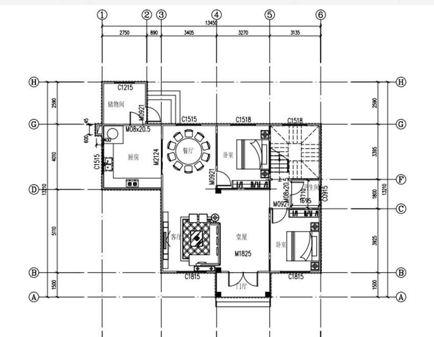 睿婕輕鋼別墅藍(lán)色版本 232平方(圖2) 輕鋼別墅平面圖